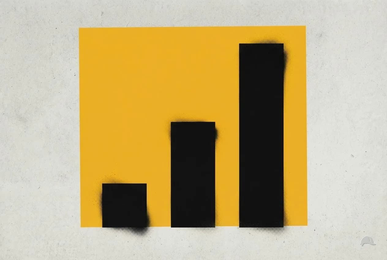 Stencil print of a plain three-bar chart