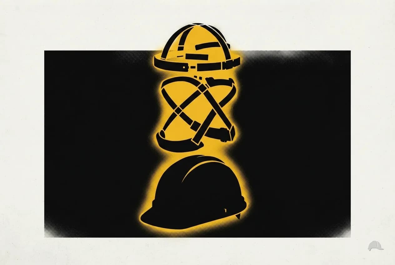 Stencil print of a hard hat suspension lifted from the shell