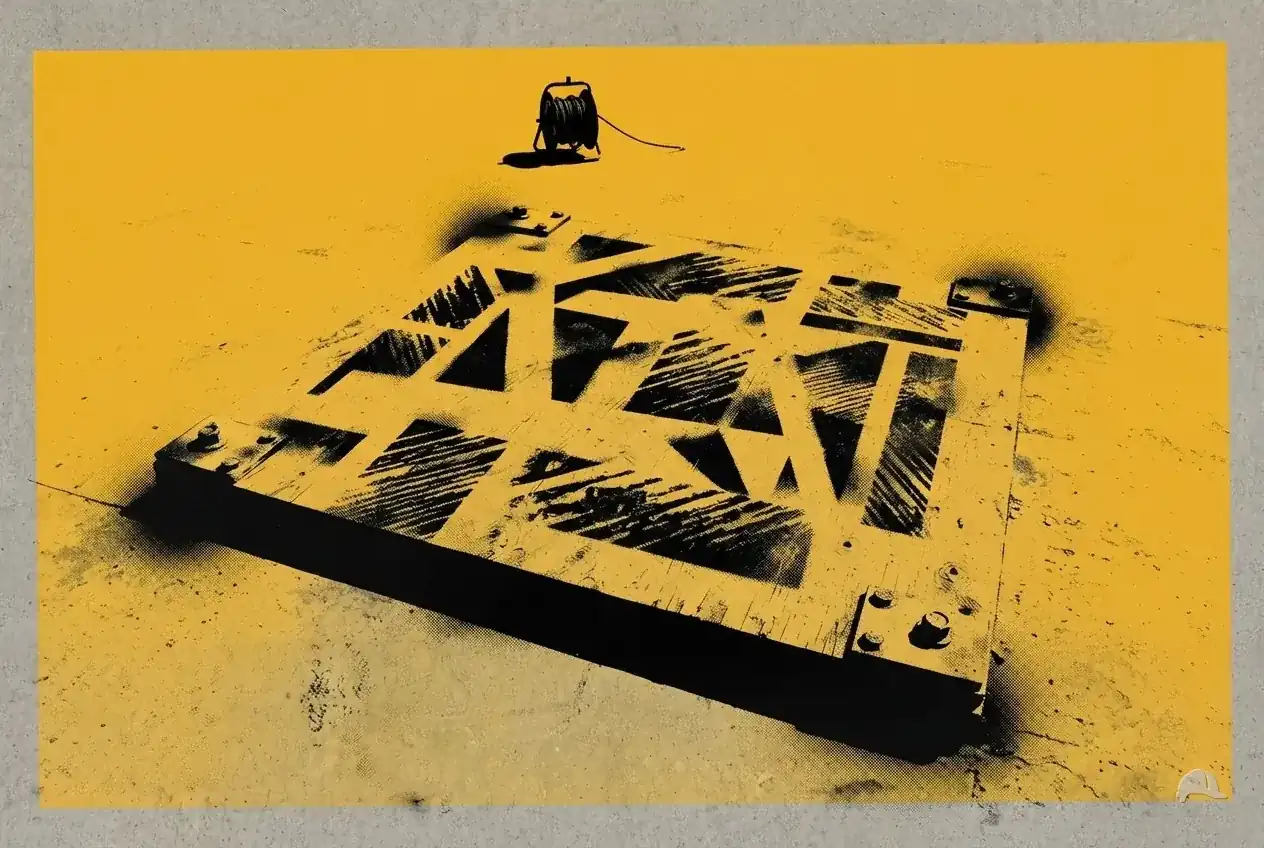 Stencil print of a secured cover over a roof opening